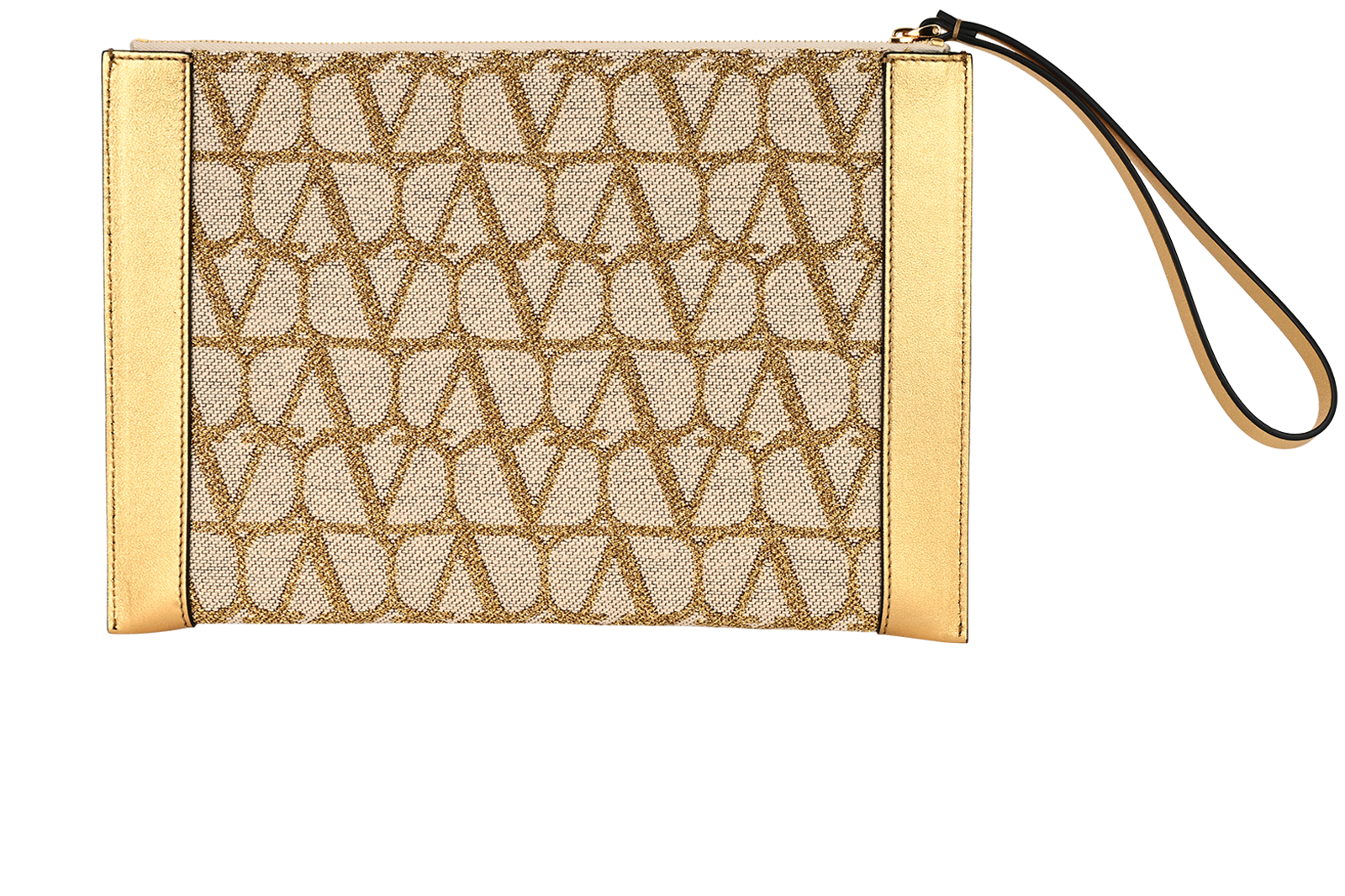 Valentino Garavani V Logo Wrist Pouch, &pound;195, Accessories, Gold, Canvas, Back view